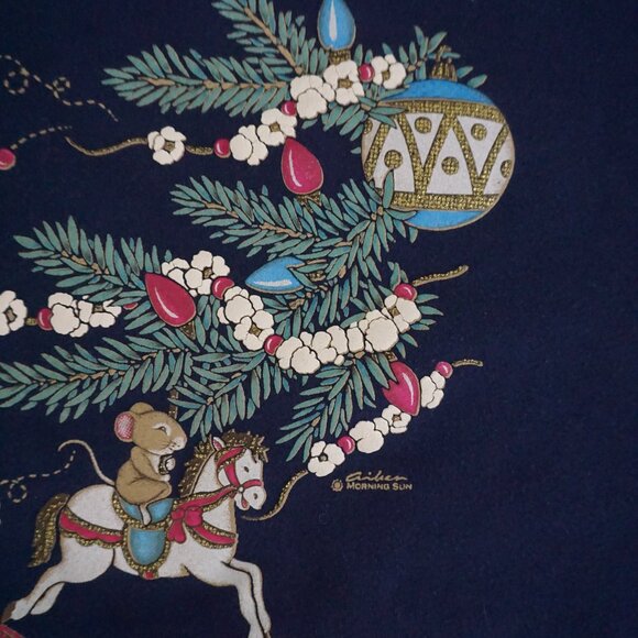 Vintage Morning Sun Navy Mouse Popcorn Christmas Sweatshirt Holiday 2XL - Picture 7 of 8